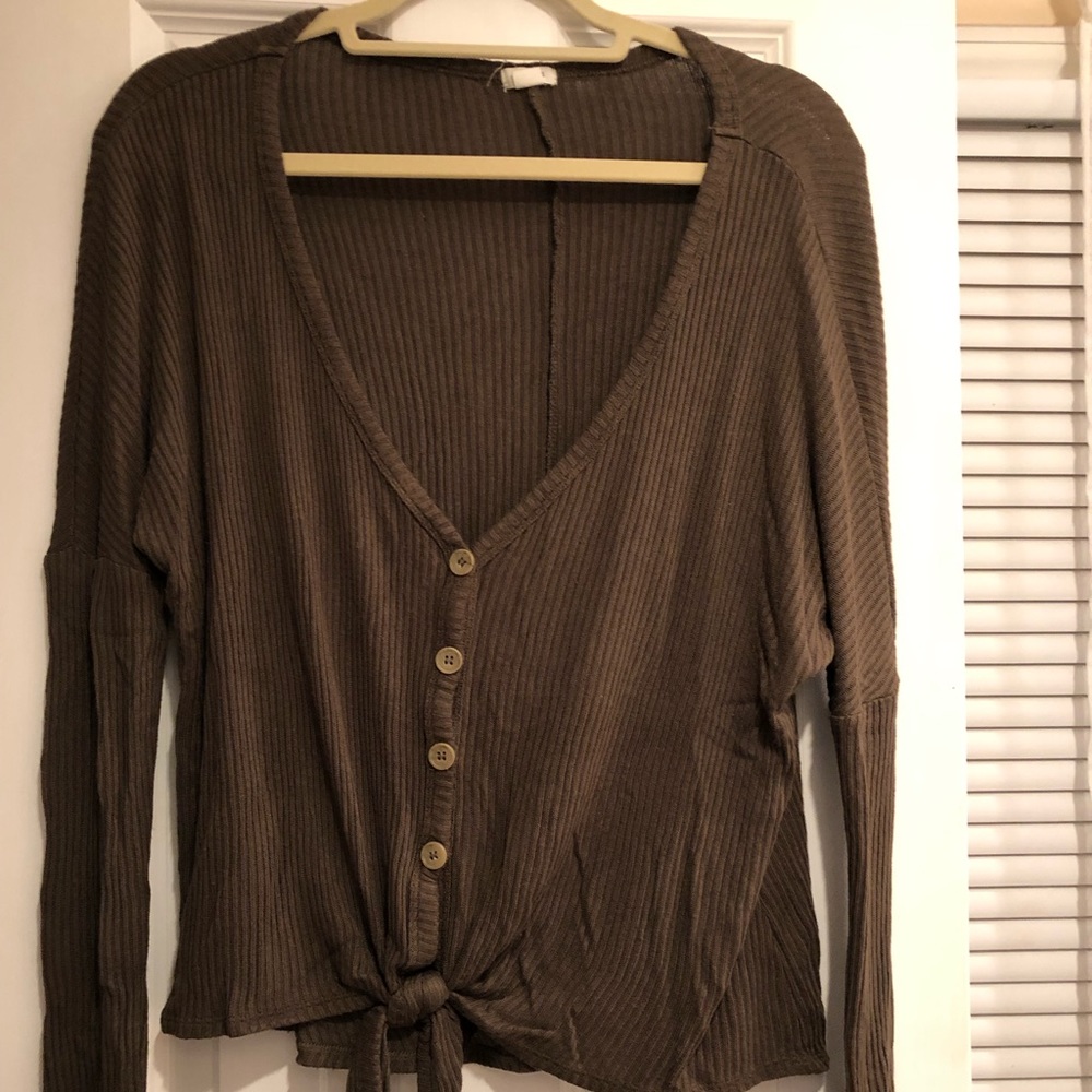 Garage Olive Green Long Sleeve with Buttons and Tie